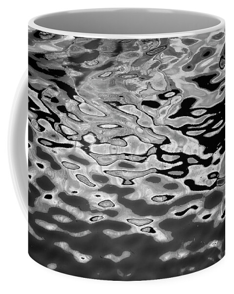 Abstract Coffee Mug featuring the photograph Abstract Dock Reflections I BW by David Gordon