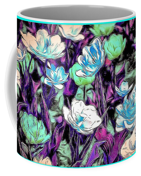 Abstract Flowers Coffee Mug featuring the digital art Abstract Flowers by Don Wright