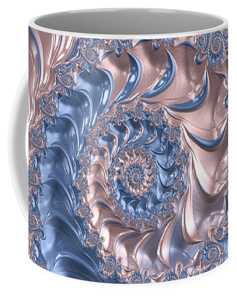 Pink Coffee Mug featuring the digital art Abstract fractal art Rose Quartz and Serenity by Matthias Hauser