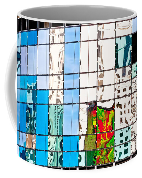 Building Coffee Mug featuring the photograph Abstract In The Windows by Christopher Holmes