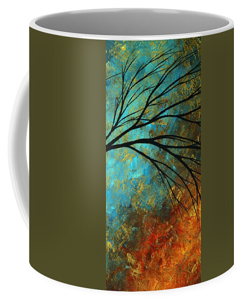 Abstract Coffee Mug featuring the painting Abstract Landscape Art PASSING BEAUTY 4 of 5 by Megan Aroon