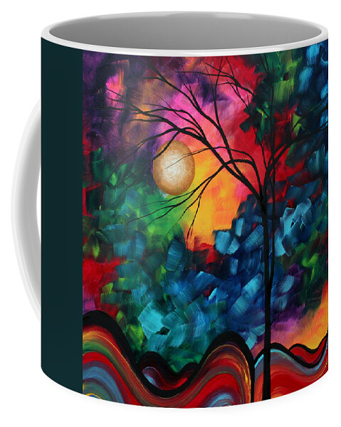 Abstract Coffee Mug featuring the painting Abstract Landscape Bold Colorful Painting by Megan Duncanson