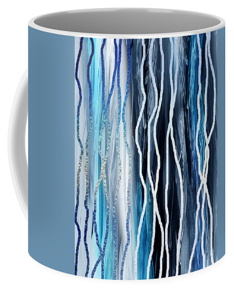 Abstract Line Coffee Mug featuring the painting Abstract Lines In Blue by Irina Sztukowski