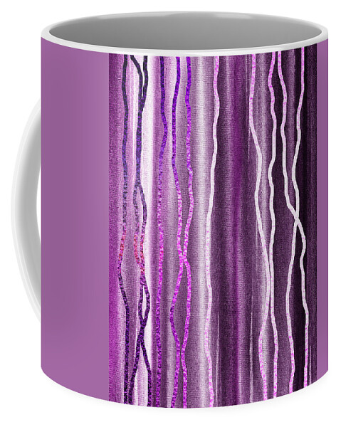 Abstract Line Coffee Mug featuring the painting Abstract Lines On Purple by Irina Sztukowski