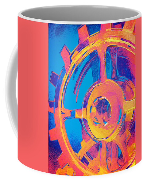 Surreal Coffee Mug featuring the digital art Abstract Macro Gears by Phil Perkins