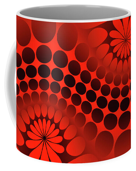 Red Coffee Mug featuring the digital art Abstract red and black ornament by Vladimir Sergeev