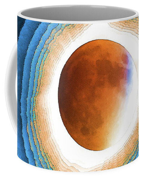  Coffee Mug featuring the digital art Abstract Solar Eclipse by OLena Art by Lena Owens - Vibrant DESIGN