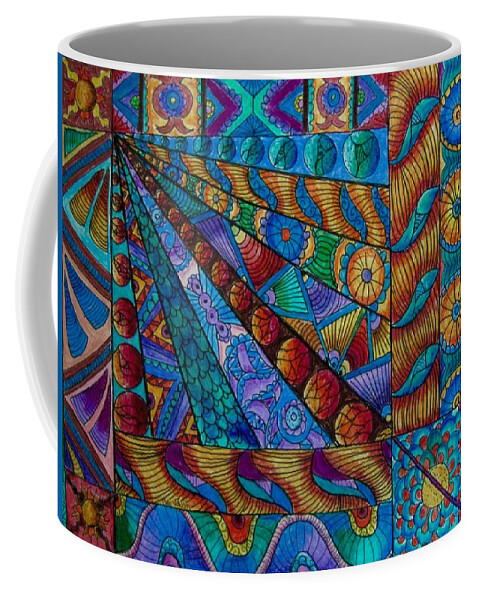 Abstracts Coffee Mug featuring the drawing Abstract with suns by Megan Walsh