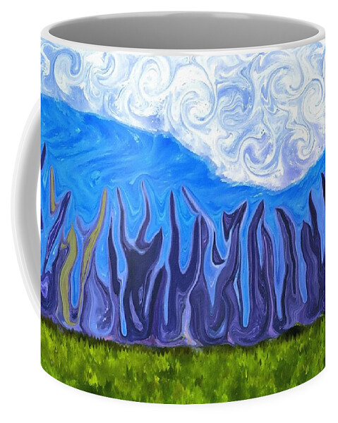 Abstract Coffee Mug featuring the digital art Abstract Wood Landscape Scene by Delynn Addams