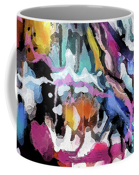 Colorful Abstract Coffee Mug featuring the digital art Abstract XYZ by Jean Batzell Fitzgerald
