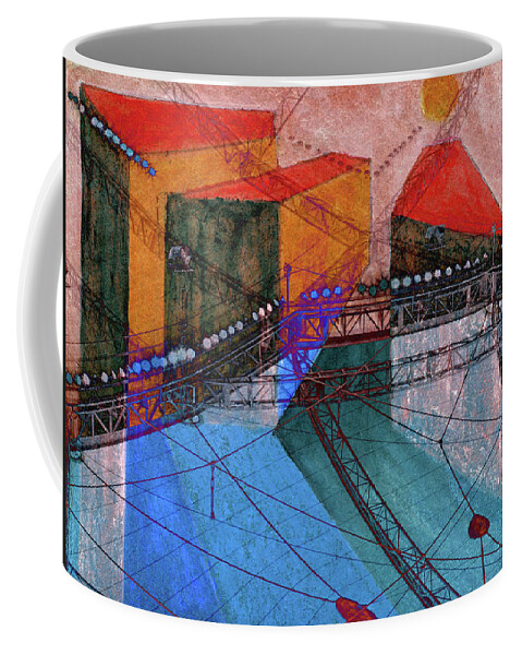 Geometric Coffee Mug featuring the mixed media Abstracted Suspension by R Kyllo