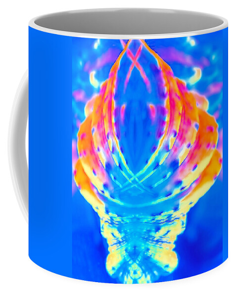 Circular Coffee Mug featuring the digital art Abstracts in Blue by Cathy Anderson