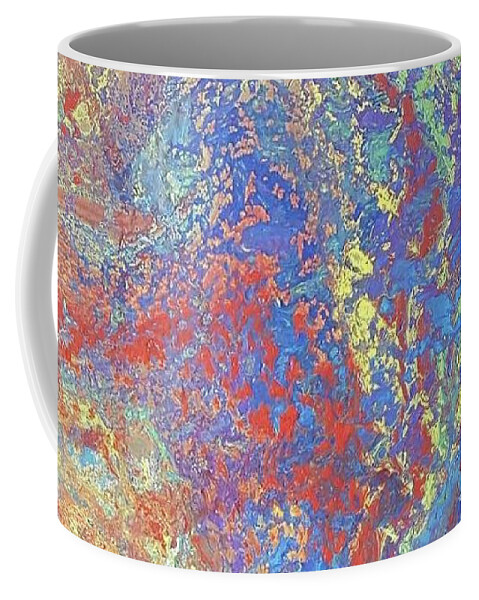#acrylicpour #acrylicdirtypour #abstractpaintings #abstractacrylics #coolart #coolpaintings #sugarplumtheband #abstractrainbowcolors #abstractartforsale #camvasartprints #originalartforsale #abstractartpaintings Coffee Mug featuring the painting Acrylic Dirty Pour with Rainbow colors 12x12 by Cynthia Silverman