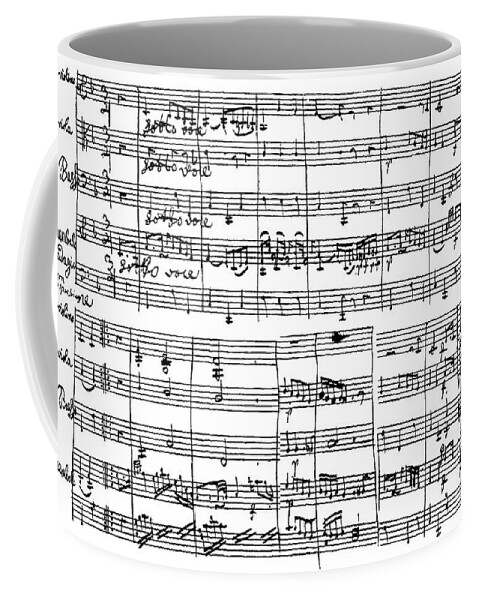 Sonata Coffee Mug featuring the drawing Adagio aus dem Bonner Klavierquartett in C by Ludwig van Beethoven