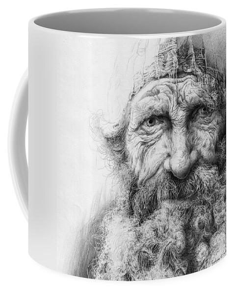 Russian Artists New Wave Coffee Mug featuring the drawing Adam. Series Forefathers by Sergey Gusarin