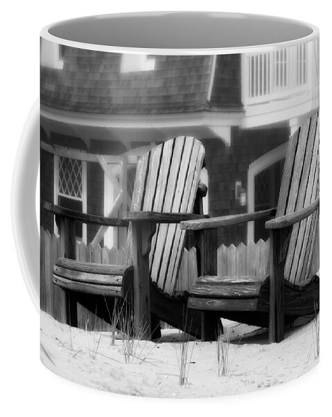 Jersey Shore Coffee Mug featuring the photograph Adirondack Chairs On The Beach - Jersey Shore by Angie Tirado