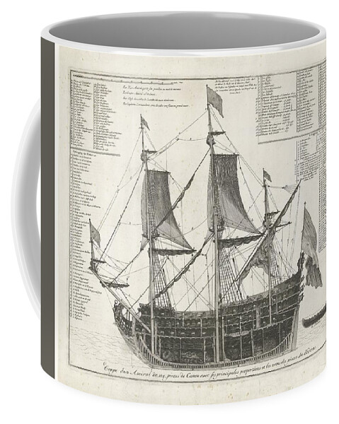 Admiraalschip Coffee Mug featuring the drawing Admiraalschip  in doorsnede ca 1700 anonymous 1690  1710 by Vintage Collectables