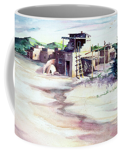 Adobe Coffee Mug featuring the painting Adobe Pueblo by Connie Williams