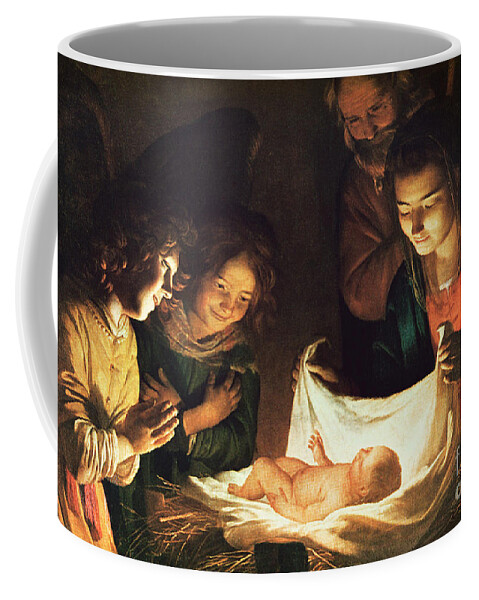 Adoration Of The Baby Coffee Mug featuring the painting Adoration of the baby by Gerrit van Honthorst