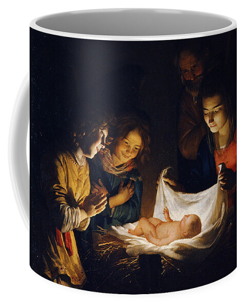 Gerrit Van Honthorst Coffee Mug featuring the painting Adoration of the Child by Gerrit van Honthorst
