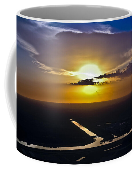 Aerial Coffee Mug featuring the photograph Aerial Sunset Over Canal by Carolyn Marshall