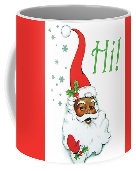 African American Coffee Mug featuring the painting African American Santa Claus greetings by Long Shot