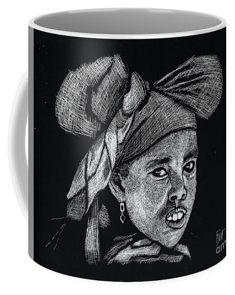 African Coffee Mug featuring the digital art African girl by Yenni Harrison