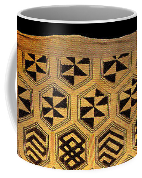 African Kuba Cloth Design Coffee Mug featuring the digital art African Kuba Cloth Print by Vagabond Folk Art - Virginia Vivier