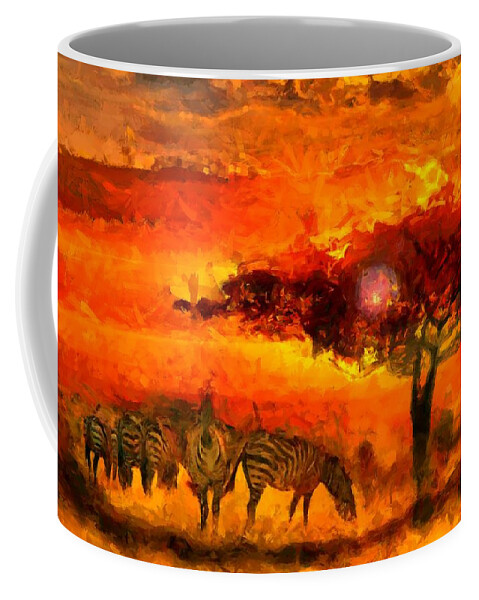 African Landscape Coffee Mug featuring the digital art African Landscape by Caito Junqueira