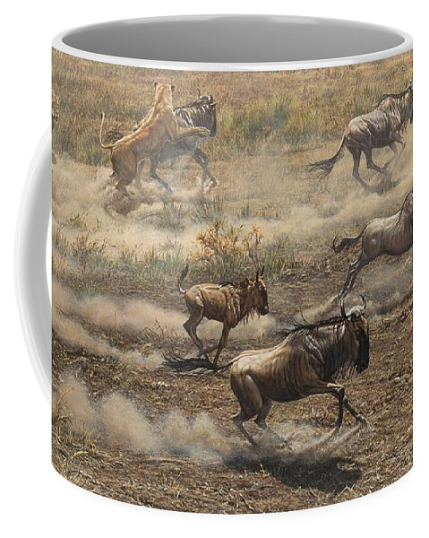 Lion Coffee Mug featuring the painting After The Crossing by Alan M Hunt