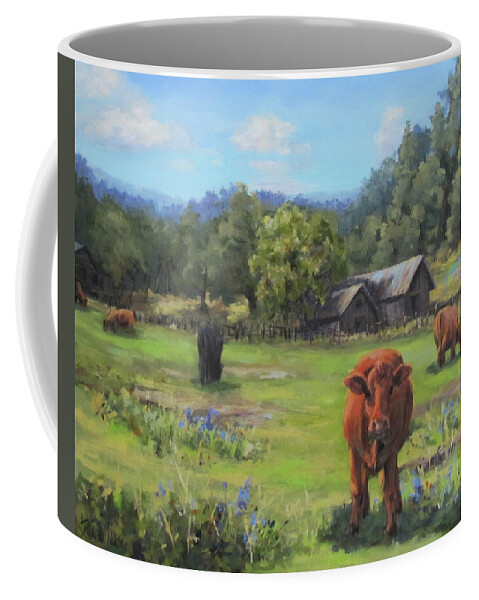 Rural Coffee Mug featuring the painting Afternoon Snack by Karen Ilari