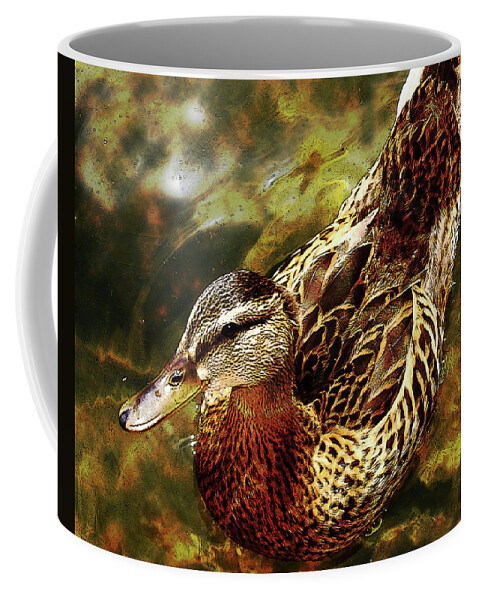 Duck Coffee Mug featuring the photograph Afternoon Swim Card GOLD by Lesa Fine