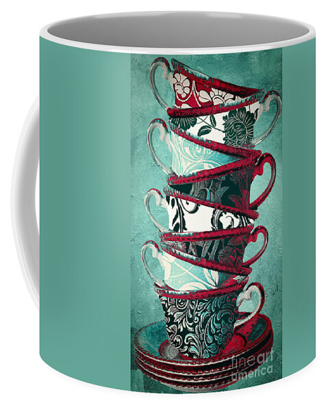 Tea Coffee Mug featuring the painting Afternoon Tea Aqua by Mindy Sommers