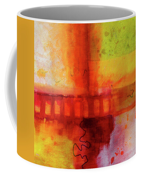 Large Square Abstract Painting Coffee Mug featuring the painting Afternoon Train by Nancy Merkle