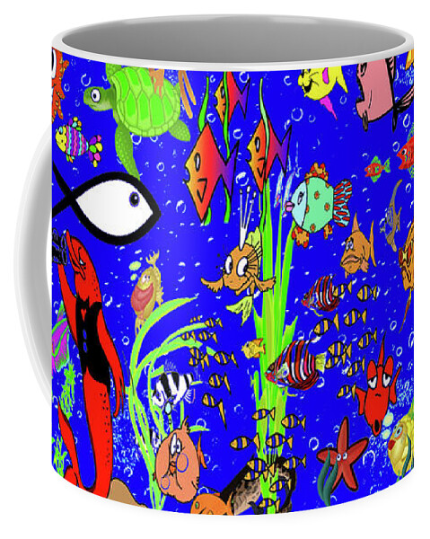 Christian Witness Coffee Mug featuring the mixed media Against the Flow Christian Fish Symbol by Hw