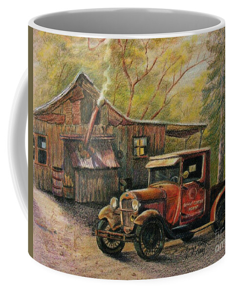 Old Trucks Coffee Mug featuring the drawing Agent's Visit by Marilyn Smith