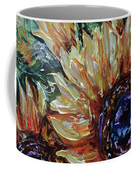 Lenaowens Coffee Mug featuring the painting Ah, Sunflower palette knife oil painting by OLena Art