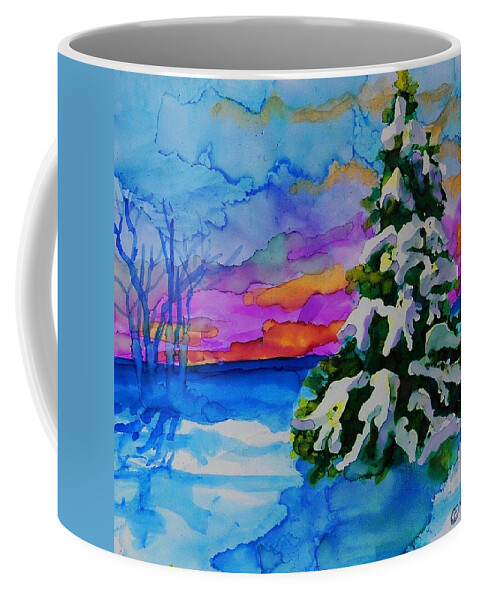 Alcohol Ink Coffee Mug featuring the painting Winter Beauty - A 208 by Catherine Van Der Woerd