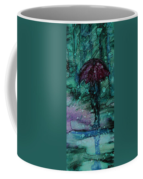 Alcohol Ink Coffee Mug featuring the painting Puddles - A 224 by Catherine Van Der Woerd