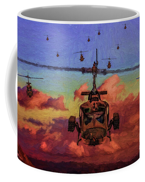 Bell Uh-1 Huey Gunship Coffee Mug featuring the digital art Air Cavalry Bell UH-1 Huey by Tommy Anderson