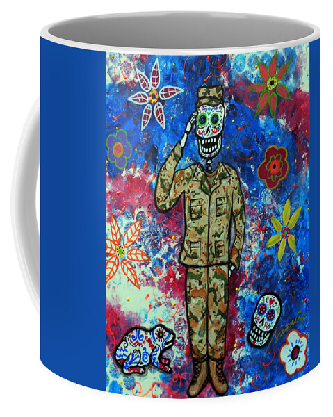 Air Coffee Mug featuring the painting Air Force Day Of The Dead by Pristine Cartera Turkus