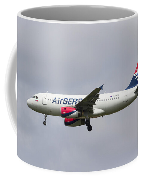  Airbus A319-132 Coffee Mug featuring the photograph Air Serbia Airbus A319 by David Pyatt