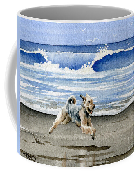 Airedale Coffee Mug featuring the painting Airedale Terrier At The Beach by David Rogers