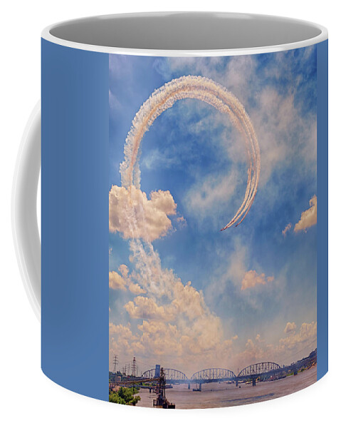Aeroshell Coffee Mug featuring the photograph Airshow at the Lou by Susan Rissi Tregoning