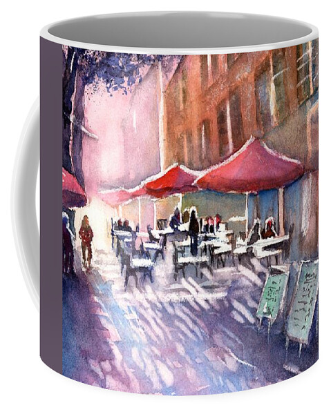Aix En Provence Coffee Mug featuring the painting Aix en Provence early Morning coffee by Sabina Von Arx
