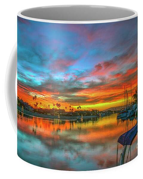 Alamitos Bay Beach Coffee Mug featuring the photograph Alamitos Bay Fiery Sunset by David Zanzinger