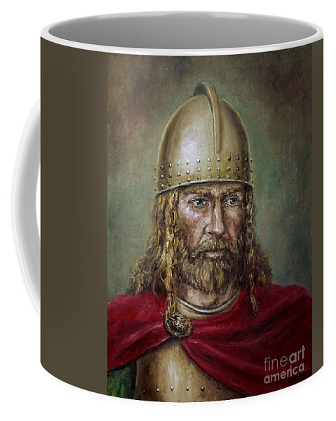 Warrior Coffee Mug featuring the painting Alaric the Visigoth by Arturas Slapsys