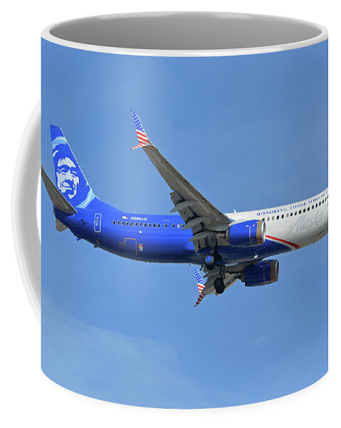 Airplane Coffee Mug featuring the photograph Alaska Boeing 737-900 N265AK Honoring Those Who Serve Phoenix Sky Harbor November 12 2017 by Brian Lockett