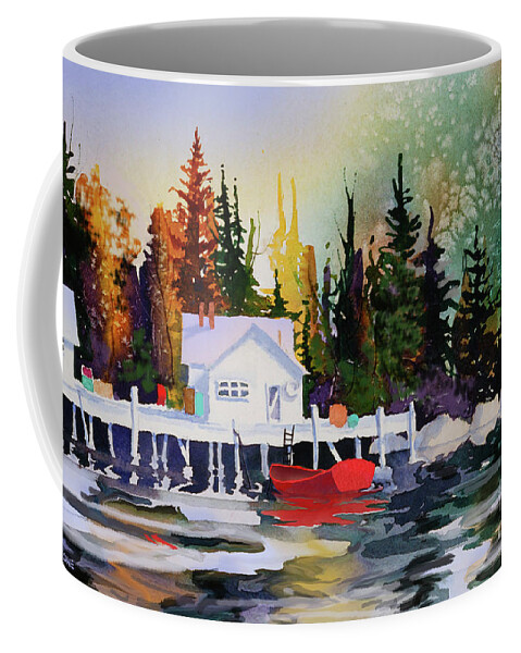 Alaska Dock Coffee Mug featuring the painting Alaska Dock by Teresa Ascone