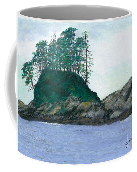 Island Coffee Mug featuring the pastel Alaskan Islet by Ginny Neece